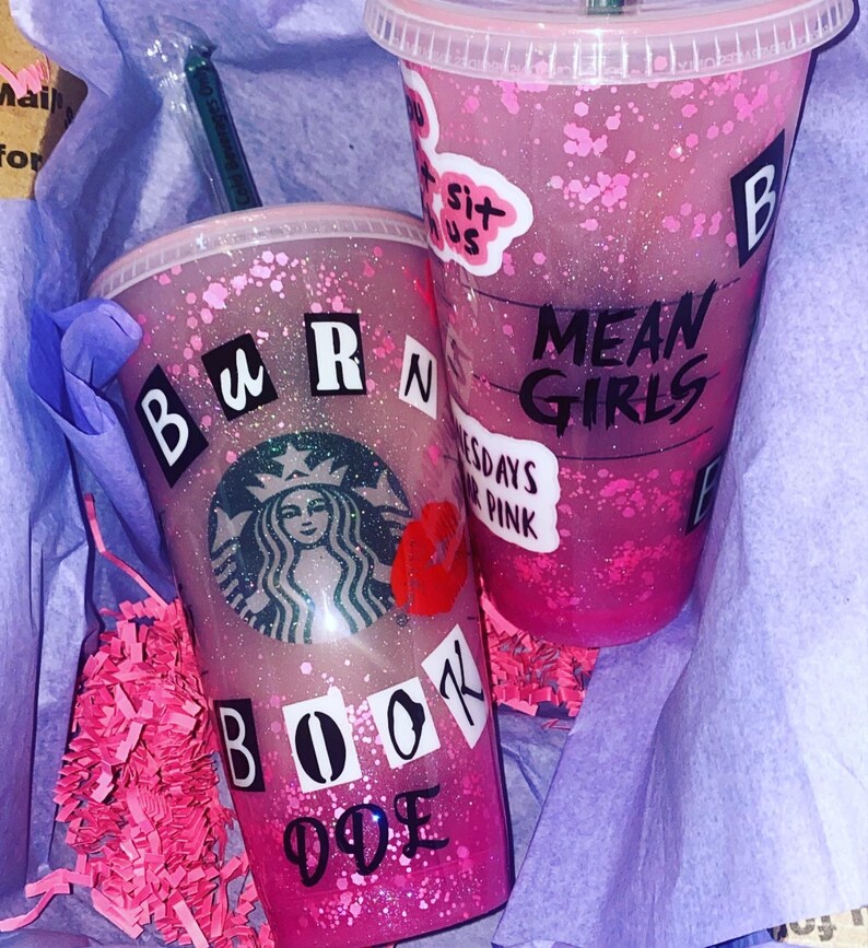 mean girls burn book inspired 24oz starbucks cup etsy
