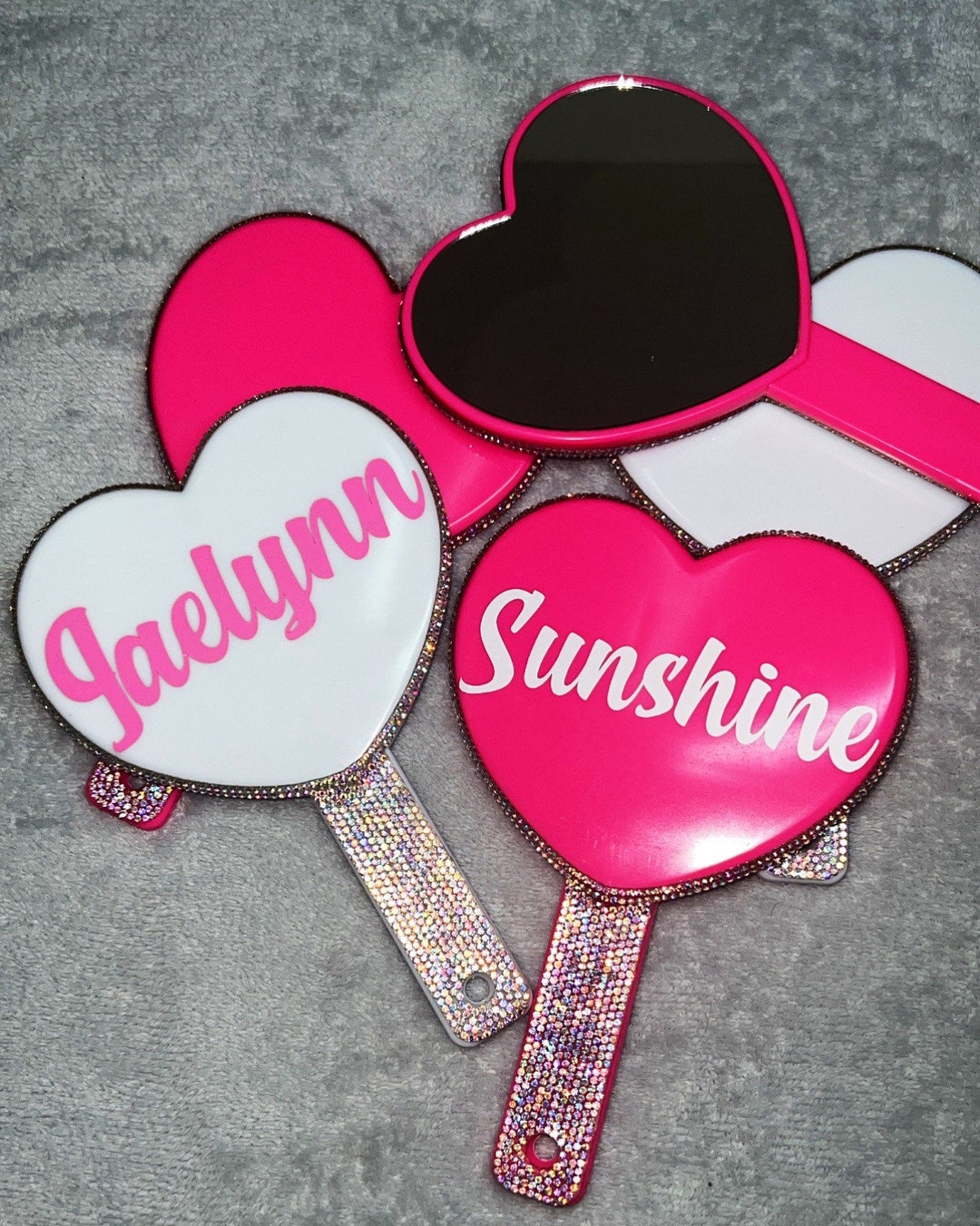 Heart Shaped Bling Hand Mirrors Etsy