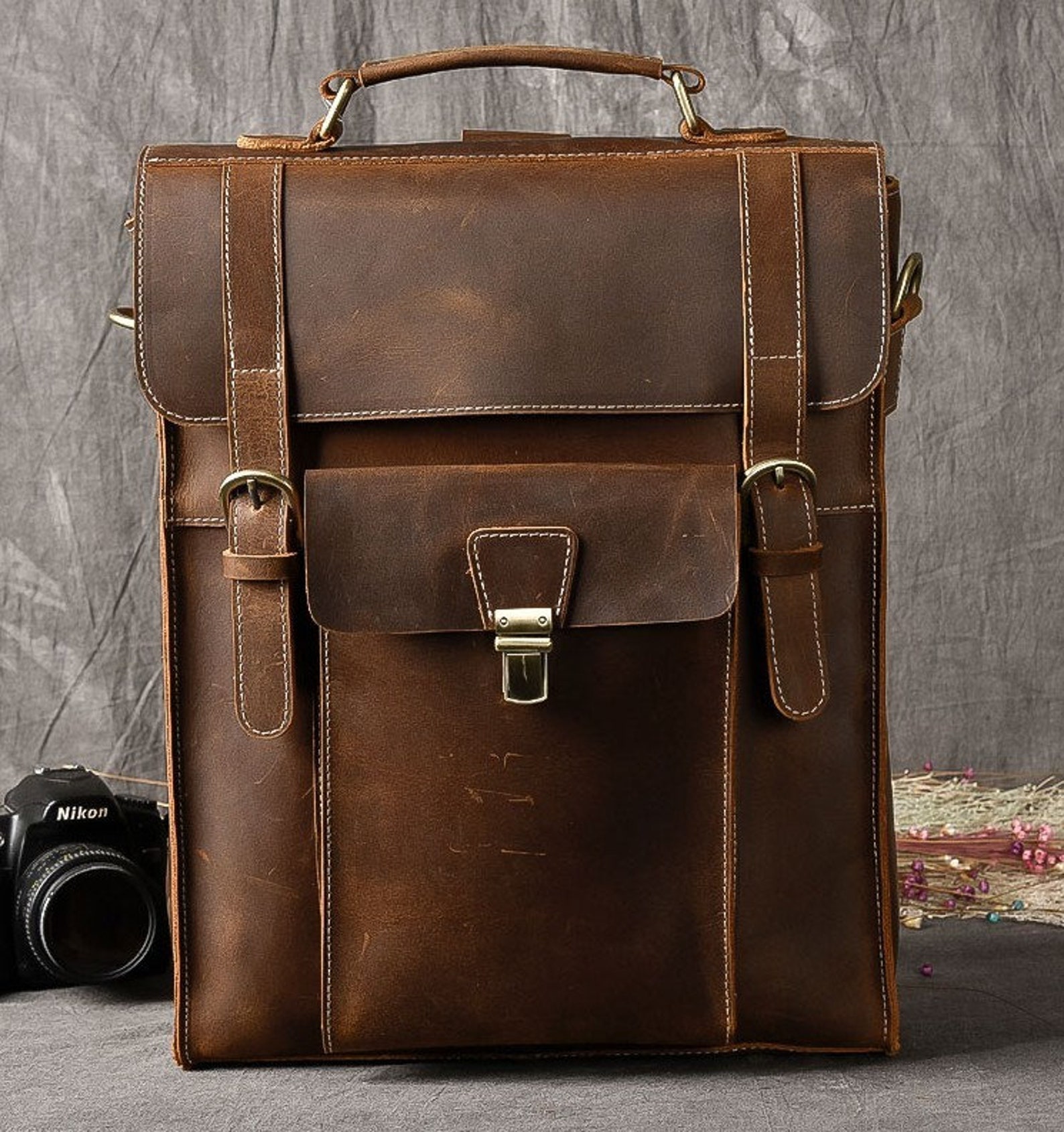 Personalized Handmade Leather Briefcase, Men Messenger Bag, Leather ...