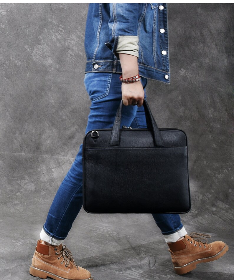Leather Briefcase Men Messenger Bag Black Leather Bag Leather Messenger Leather Briefcase Leather Laptop Bag Shoulder Bag Gift for Him