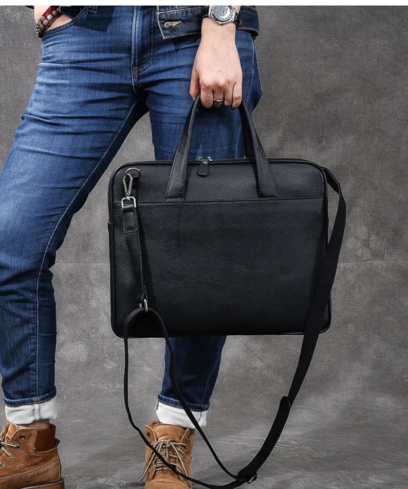 Leather Briefcase Men Messenger Bag Black Leather Bag Leather Messenger Leather Briefcase Leather Laptop Bag Shoulder Bag Gift for Him