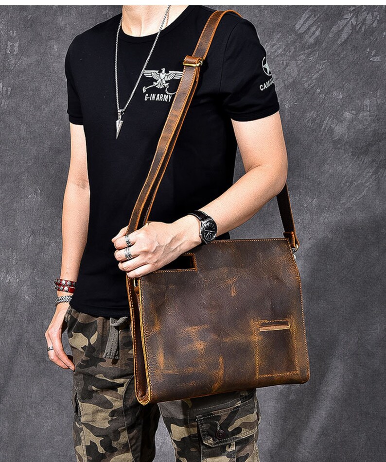 Leather Handbag Mens Leather Bag Gift for Him Etsy