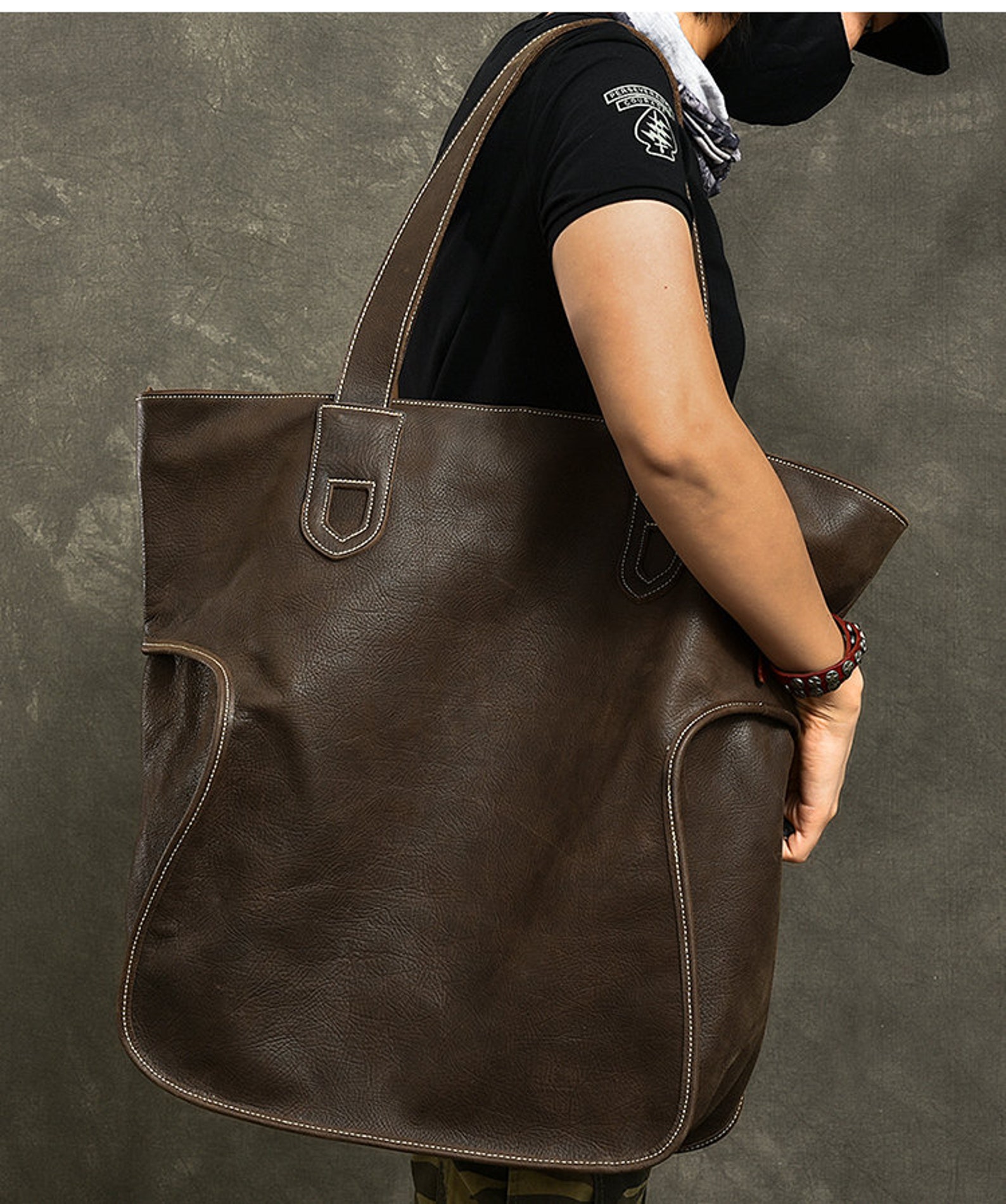 Brown Leather Tote Work and Travel Leather Bag Leather Etsy UK