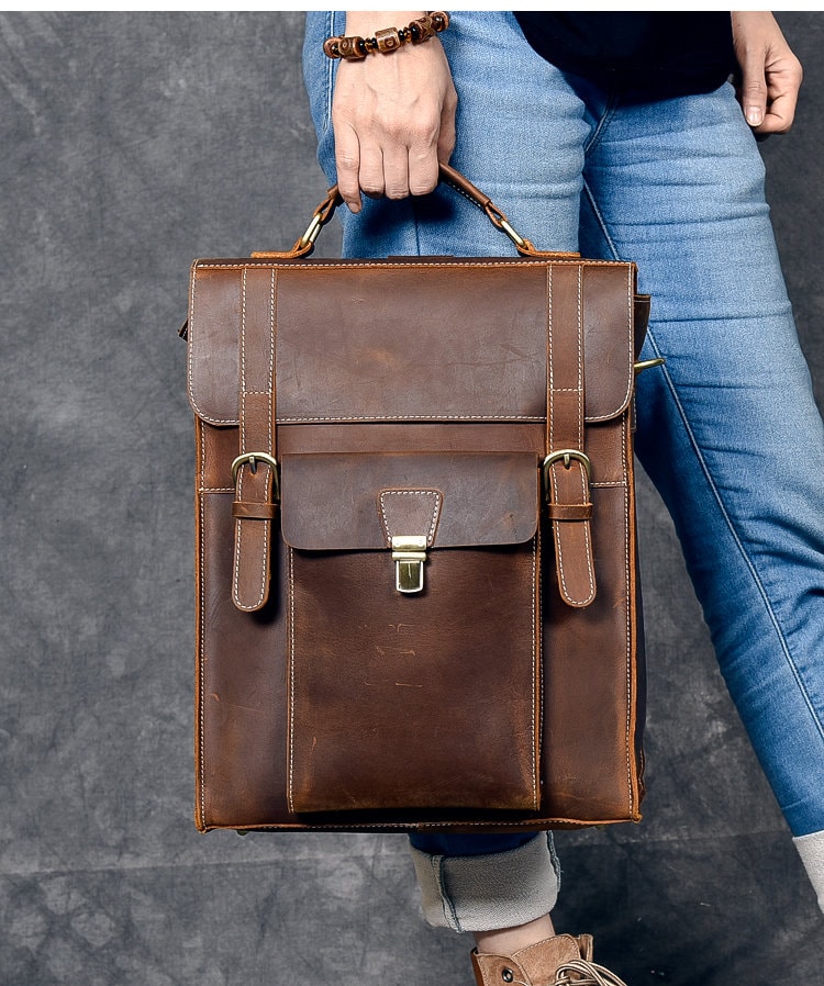 Personalized Handmade Leather Briefcase, Men Messenger Bag, Leather