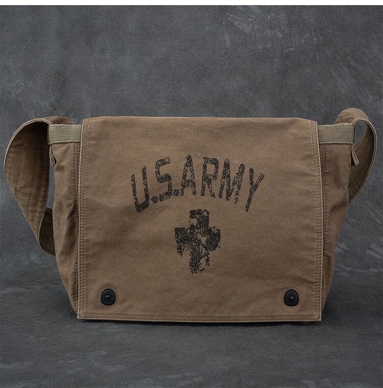 Waxed Canvas Leather Messenger Bag/crossbody Bag/mens Laptop Messenger