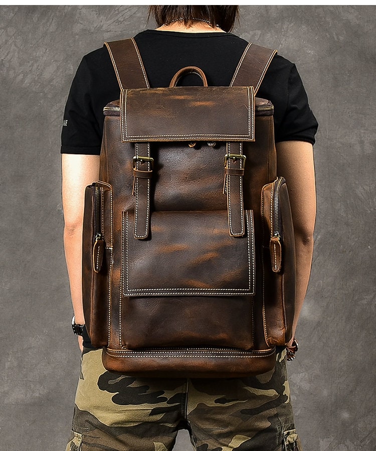 leather backpack men