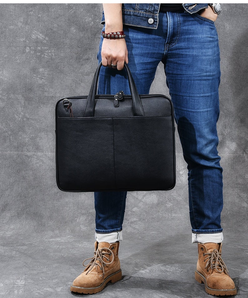 Leather Briefcase Men Messenger Bag Black Leather Bag Leather Messenger Leather Briefcase Leather Laptop Bag Shoulder Bag Gift for Him