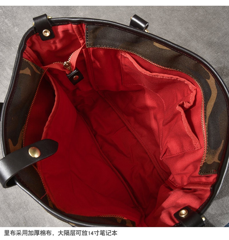 Canvas Briefcase Men Messenger Bag Leather Bag Leather Etsy