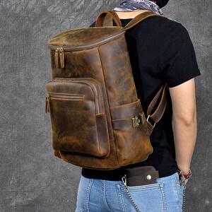 Leather Backpack Menmen Leather Backpackleather Bag Men Men - Etsy