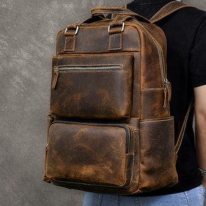 Leather Backpack Menmen Leather Backpackleather Bag Men Men - Etsy