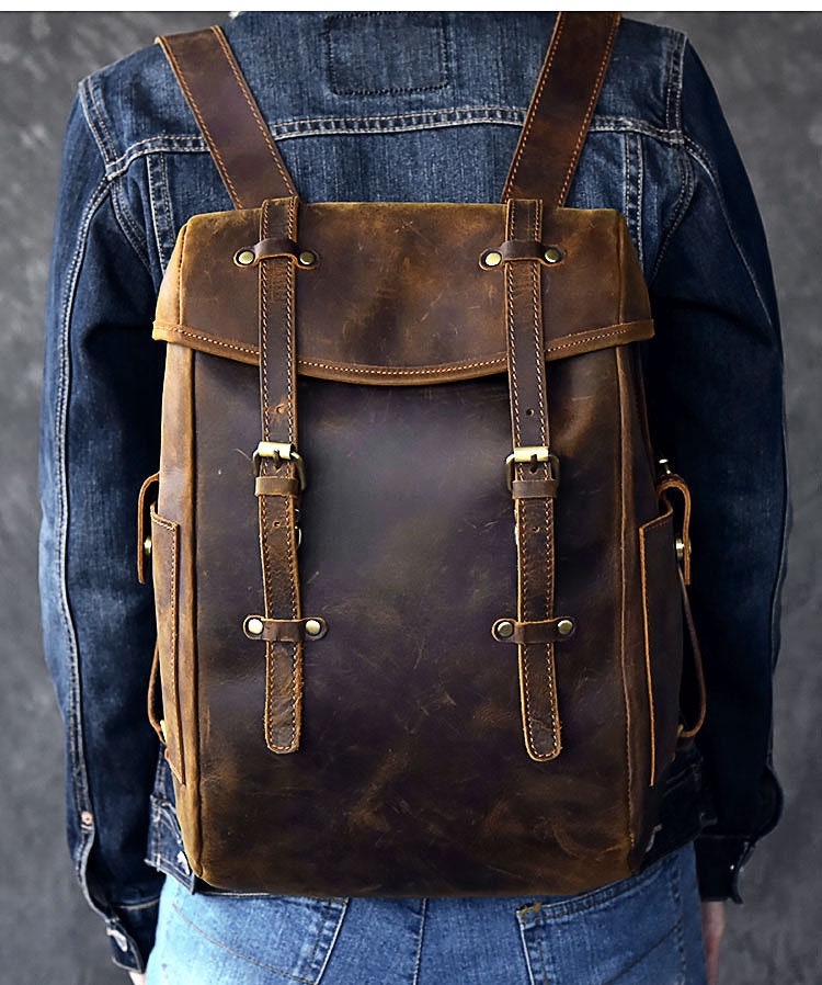 Leather Backpack Menmen Leather Backpackleather Bag Men Men - Etsy