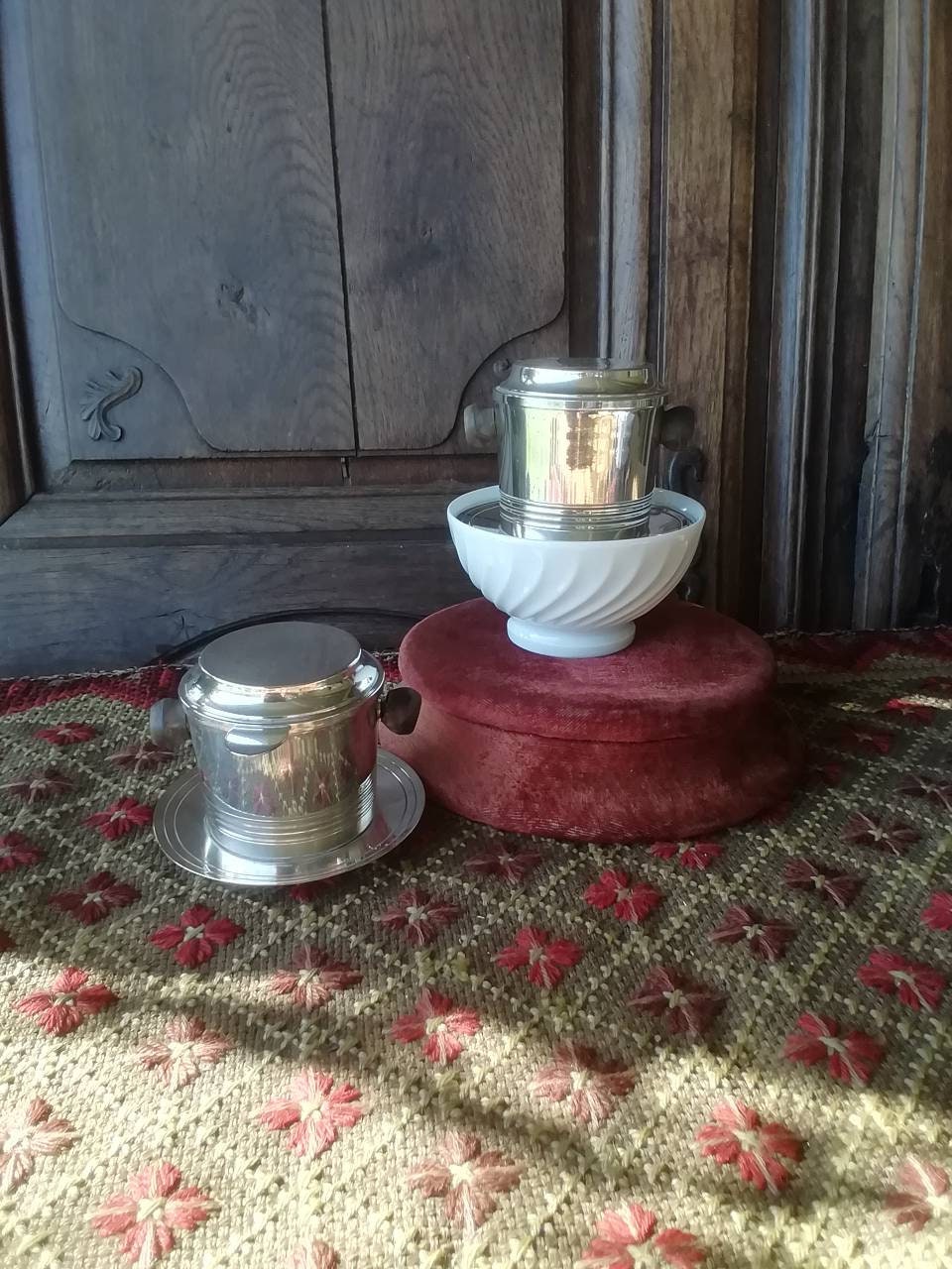 Vintage Français Silver Plated Cafetière/Drip Maker