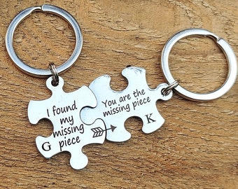 puzzle piece keychain missing piece boyfriend wedding anniversary gift 11th anniversary husband personalized couple puzzle couples keyring