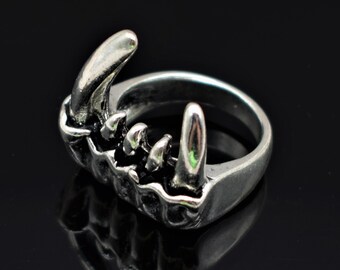 Anillo gótico Esqueleto Anillos Punk Rock Anillo Hombres Mujeres Goth Joyería Dragón Regalo Declaración Ajustable Esqueleto Mano Cool Streetwear Anillos