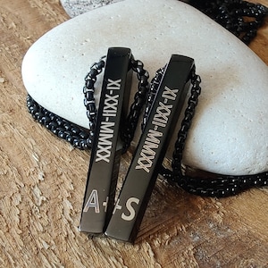 couple bar necklace date necklace personalized anniversary gifts for a couple boyfriend girlfriend matching couple necklaces for him set 2