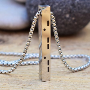 Custom Morse Code Stainless Steel Necklace: Secret Message Jewelry