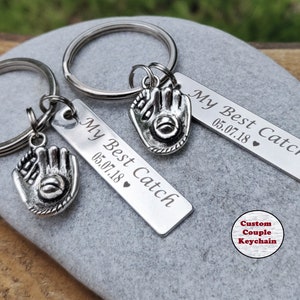 custom couple keychain anniversary gifts for boyfriend girlfriend husband couple keychains my best catch keychain personalized keychain set