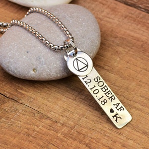 sobriety gift for women alcoholics anonymous jewelry aa charm necklace recovery gift women sober girl sober anniversary date sober 1 year