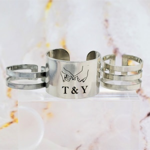 Pinky Promise Swear Ring Best Friend Rings Set Friendship Gift Wide Band Ring Adjustable Open Cuff Ring Thumb Tube Ring for Women