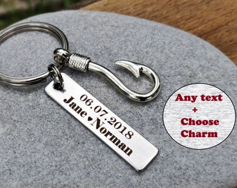 hook keychain fishing keychain gifts for men fishing lure personalized mens anniversary gift ideas custom keychain anniversary date keychain