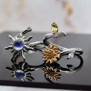 Fidget Sunflower Ring To My Granddaughter Daughter Rings Rotate Spinning Anti Stress Relief Anxiety image 8