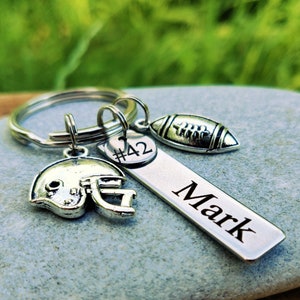 football team gifts personalized football key chain football helmet charm custom football keychain football mom gift name football fan gift
