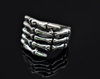 Anillo gótico Anillos de esqueleto Punk Rock Ring Hombres Mujeres Joyería gótica Dragón Regalo Estamento Esqueleto ajustable Mano Cool Streetwear Anillos