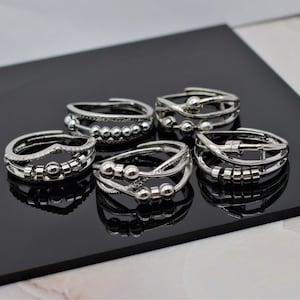 Adjustable Fidget Ring: Anti-Stress Anxiety Bead Spinner, Worry Meditation