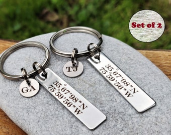 long distance relationship keychain gift him boyfriend long distance friendship best friend mom couple coordinates keychain distance gift