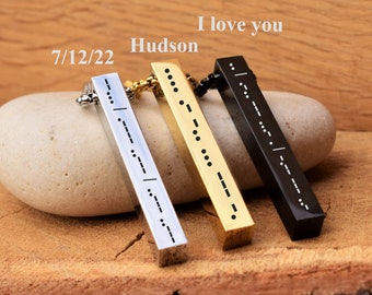 Morse code necklace men I love you secret message necklace custom morse code jewelry mens necklace secret lover gift