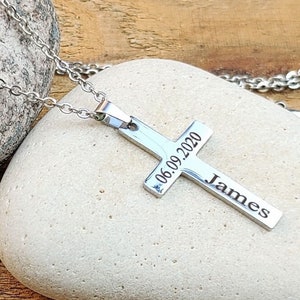 personalized small cross necklace custom cross necklace men kids cross engrave first communion gift christian gifts men baptism gift boy