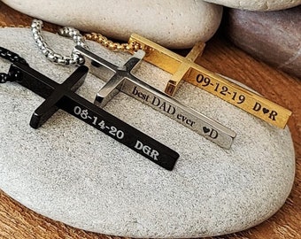 cross necklace for men personalized scripture faith jewelry engraved chain cross pendant gifts for him men dad christian baptism religious