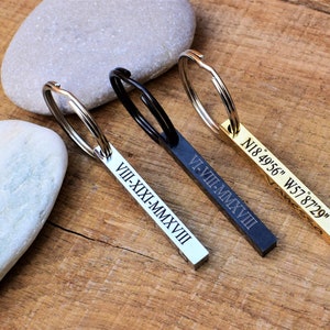 bar keychain personalized engraved men black keychain 3D bar keychain custom customized keychain for boyfriend vertical bar keychain for men image 4