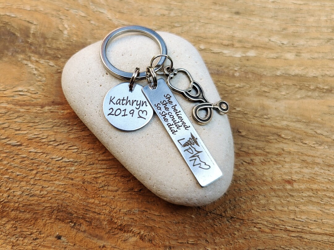 Stethoscope Keychain Monogram Nurse Keychain Physician Assistant ...