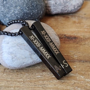 couple bar necklace date necklace personalized anniversary gifts for a couple boyfriend girlfriend matching couple necklaces for him set 2