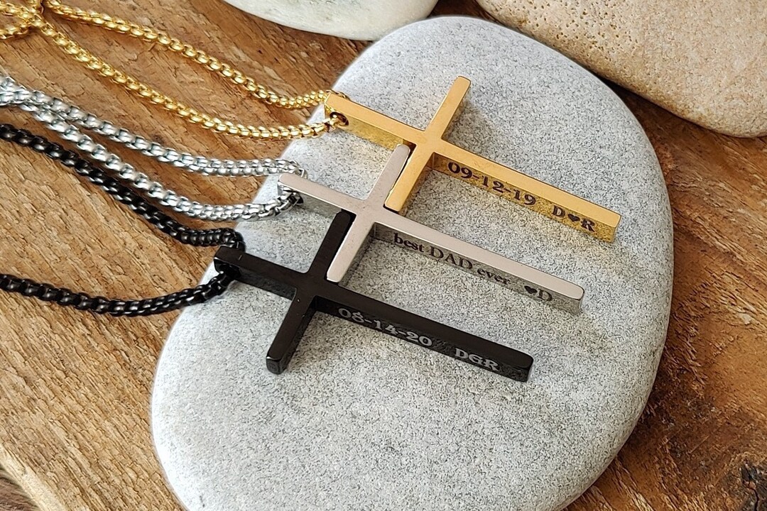 Personalized Cross Necklace: Stainless Steel Confirmation Gift - Etsy