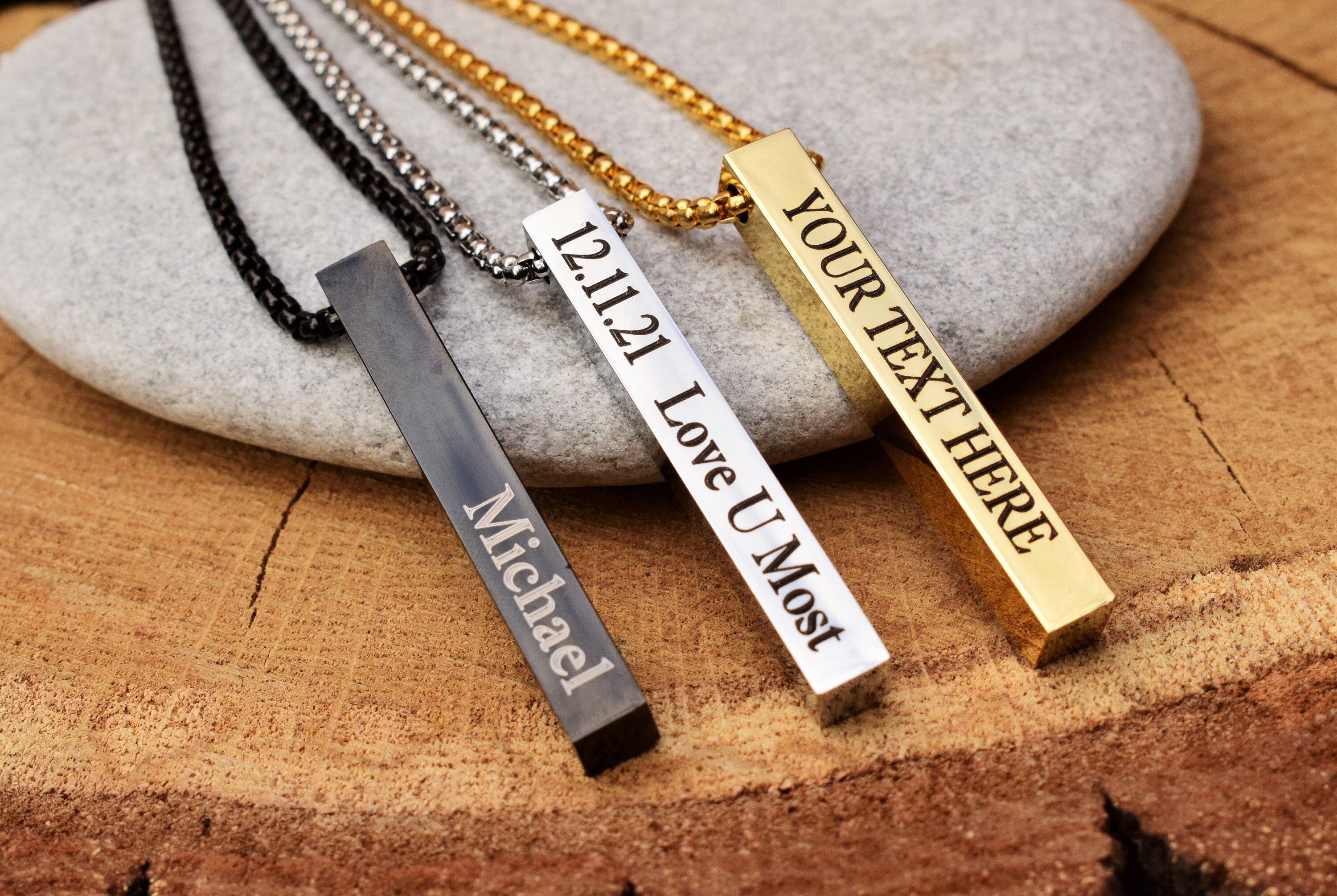 You're My Person Bar Necklace Engraved Inspirational Word for Women,  Stainless Steel Vertical Personalized Necklace with 24inch +2inch Chain  Extension