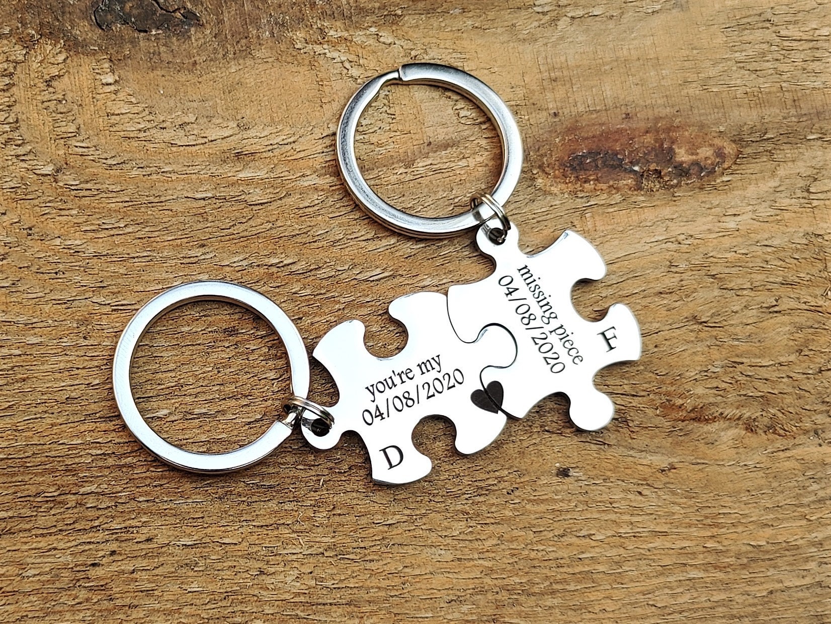 Personalized Puzzle Keychain Custom Steel Anniversary Gifts Etsy