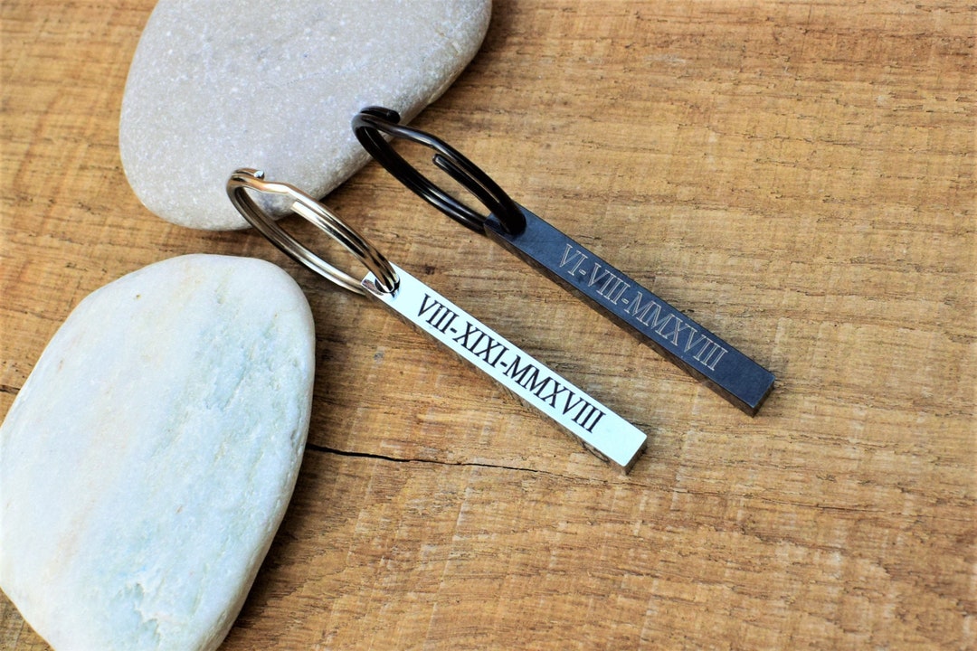 Personalized Couple Keychain 3D Bar Keyring Engrave Keychain Matching