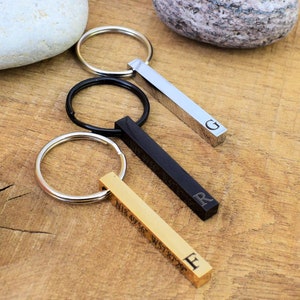 bar keychain personalized engraved men black keychain 3D bar keychain custom customized keychain for boyfriend vertical bar keychain for men image 5