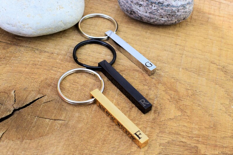 Bar Keychain Personalized Engraved Men Black Keychain 3D Bar | Etsy