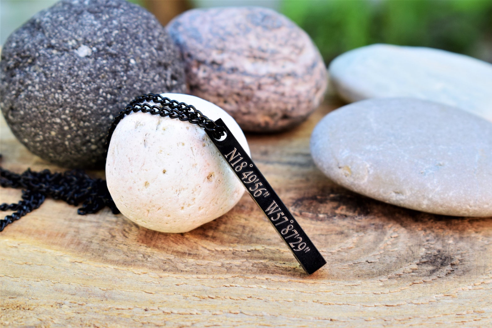 Black Bar Necklace Men Black Vertical Necklace Men Etsy