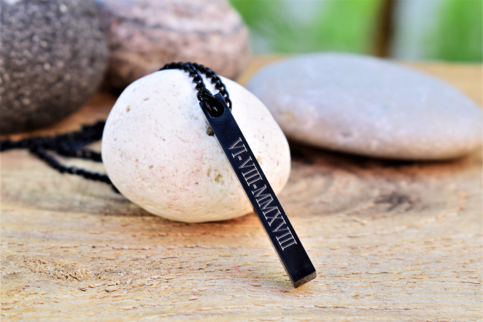 Black Bar Necklace Men Black Vertical Necklace Men Etsy