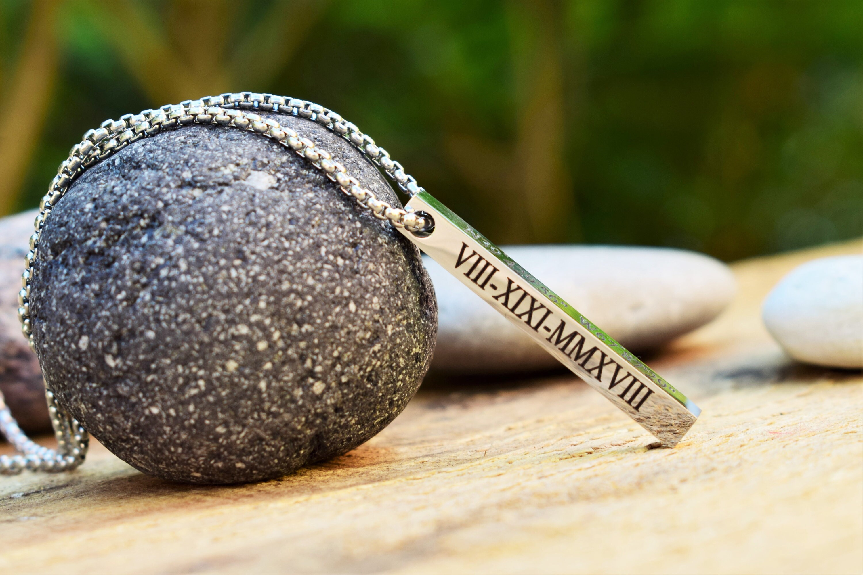 Mens personalized vertical bar necklace deals