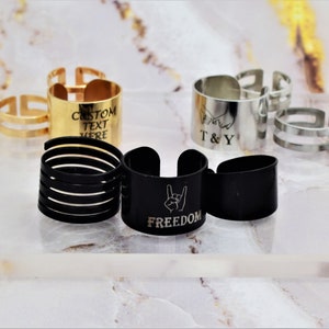 Adjustable Stainless Steel Cuff Ring: Personalized Open Tube Ring