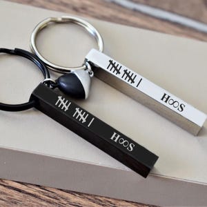 Steel anniversary gift Personalized couple keychains 11th wedding present Gifts for him her 6th 5th 10 year Custom engraved keychain heart