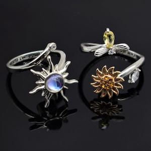 Fidget Sunflower Ring To My Granddaughter Daughter Rings Rotate Spinning Anti Stress Relief Anxiety image 5