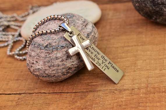 Jeremiah 29 11 store cross necklace