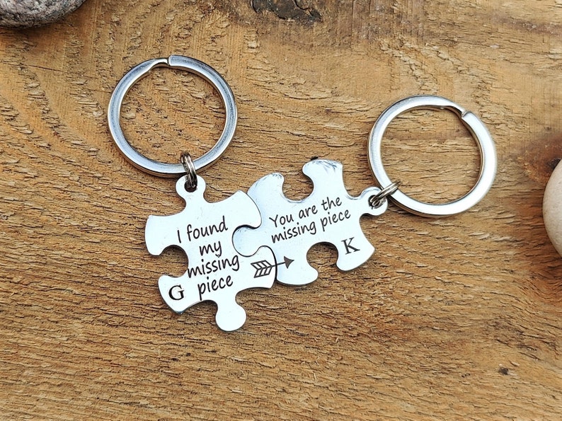 Personalized Puzzle Keychain Custom Steel Anniversary Gifts Etsy