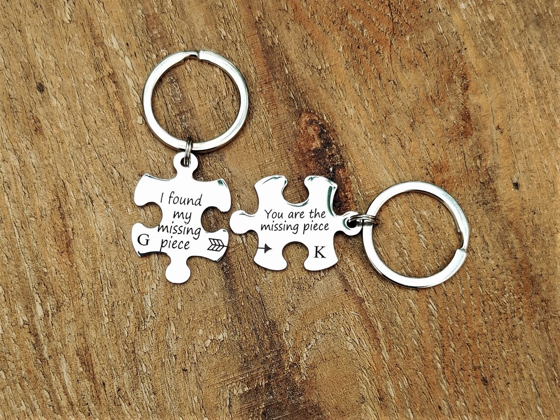 Personalized Puzzle Keychain Custom Steel Anniversary Gifts Etsy